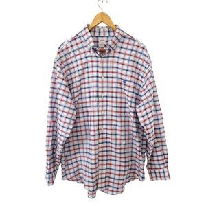 Brooks Brothers Red White Blue Plaid Cotton Long Sleeve Dress Shirt